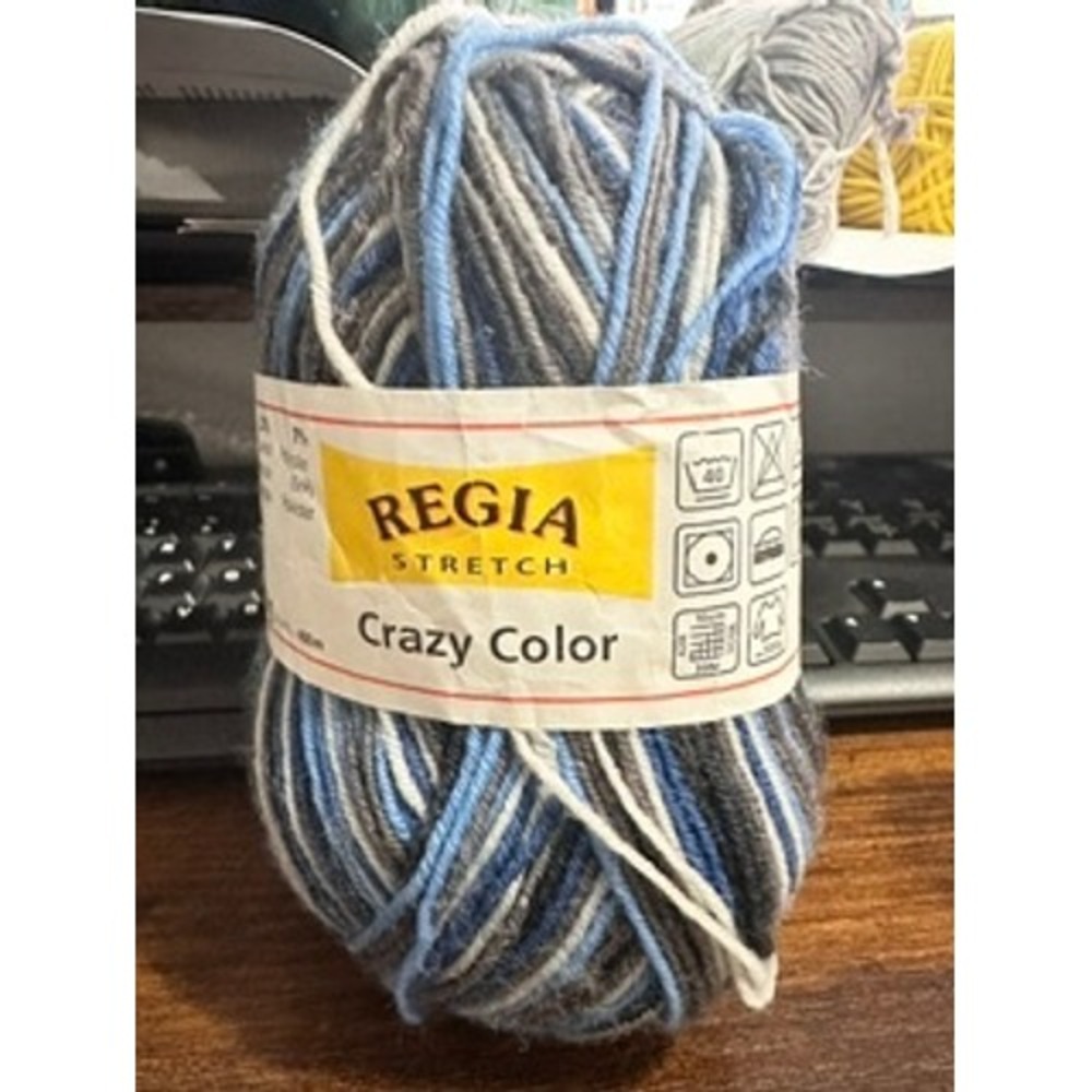 Regia Stretch Crazy Color Yarn 100g Blue Grey White New Self-Striping Sock Wool